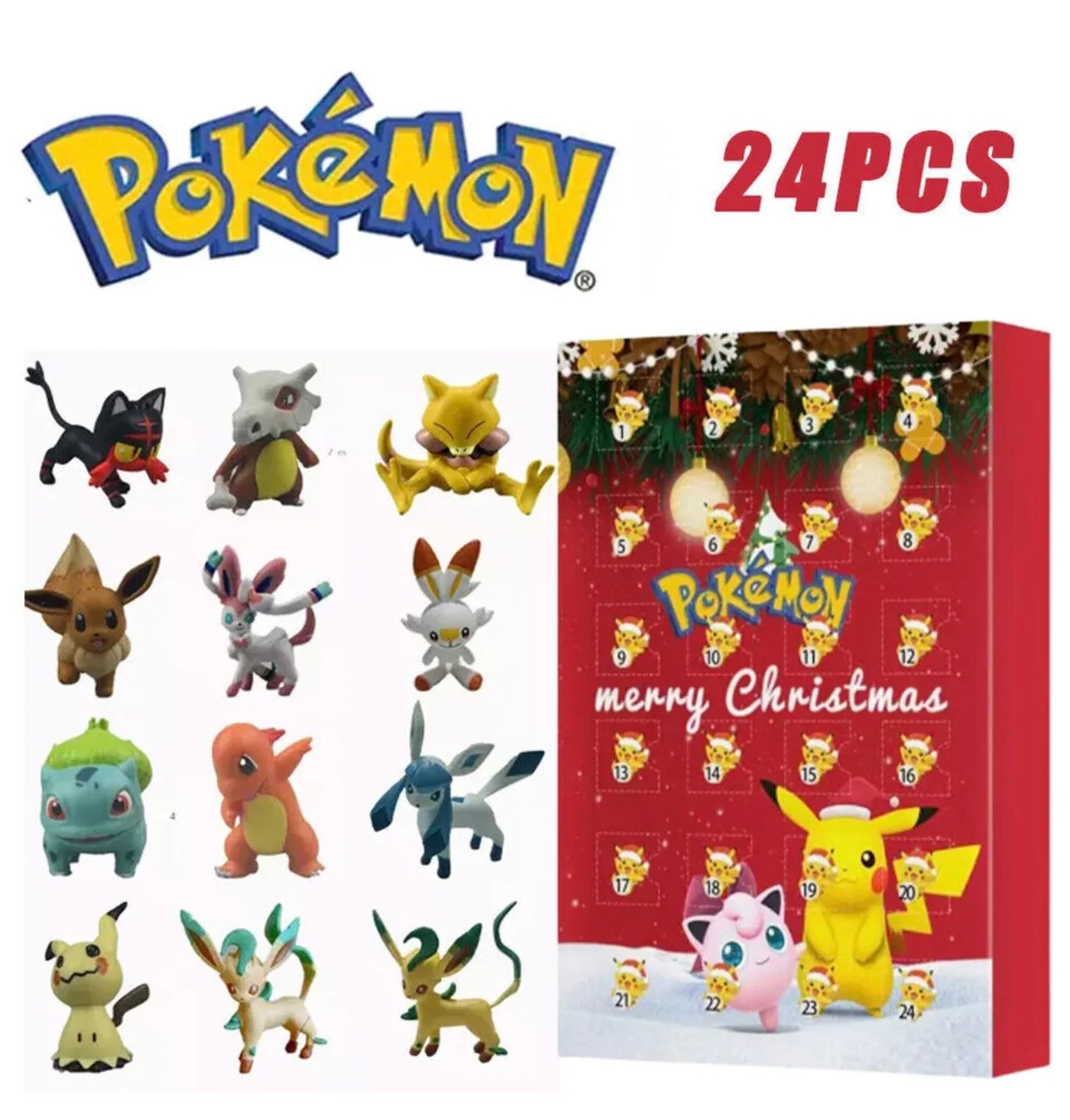 Christmas Pokemon Figure 24 Days Countdown Advent Calendar Surprise Gift