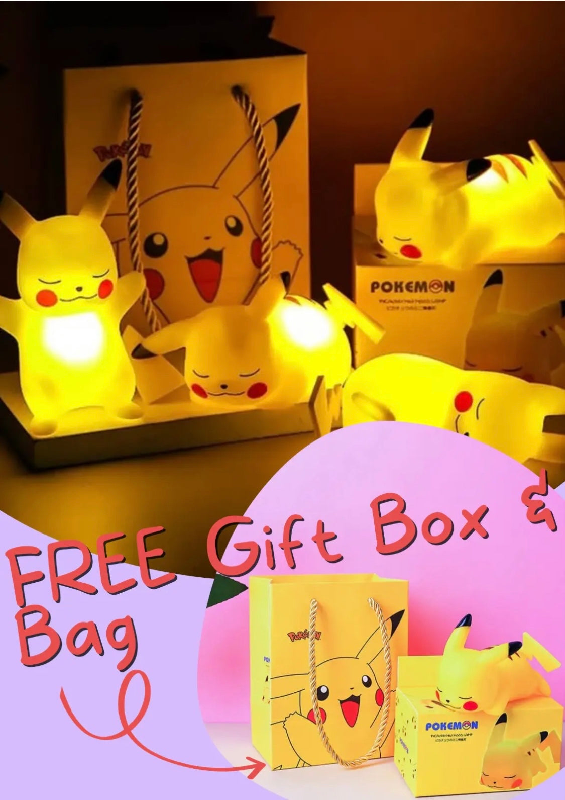 Pokemon Night Light Cute Kids Bedroom LED Sleeping children Light