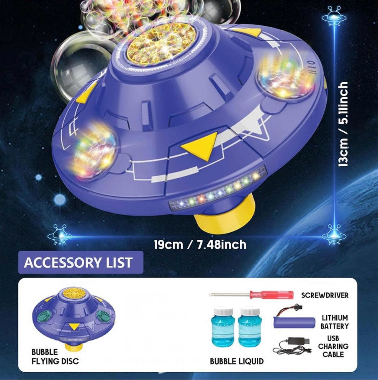 UFO bubble blower rotating Toy