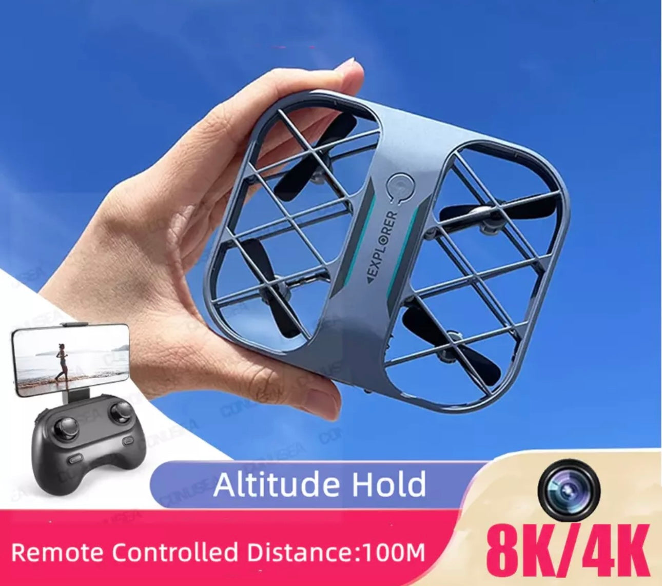 JJRC H107 Mini Drone Dron 8K 4K Quadcopter with Camera Real-Time Transmission Mi