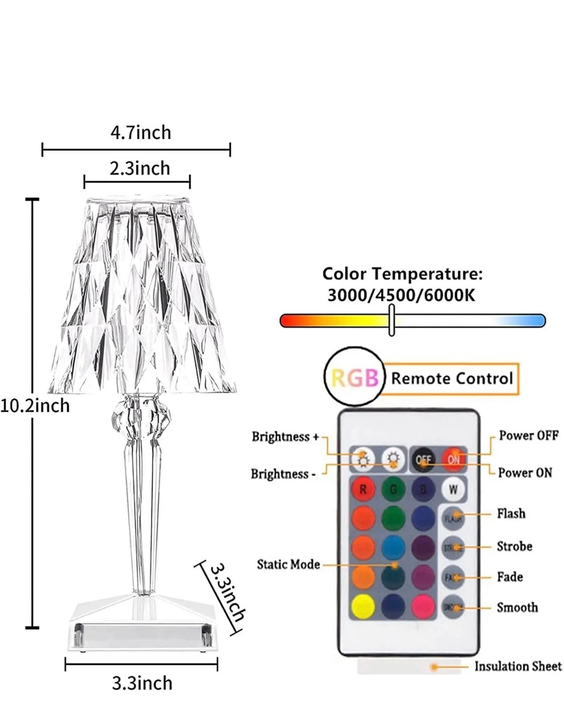 Crystal table lamp diamond LED