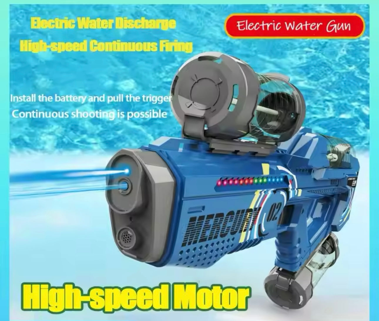 Automatic Summer Electric Water Gun With Light Rechargeable