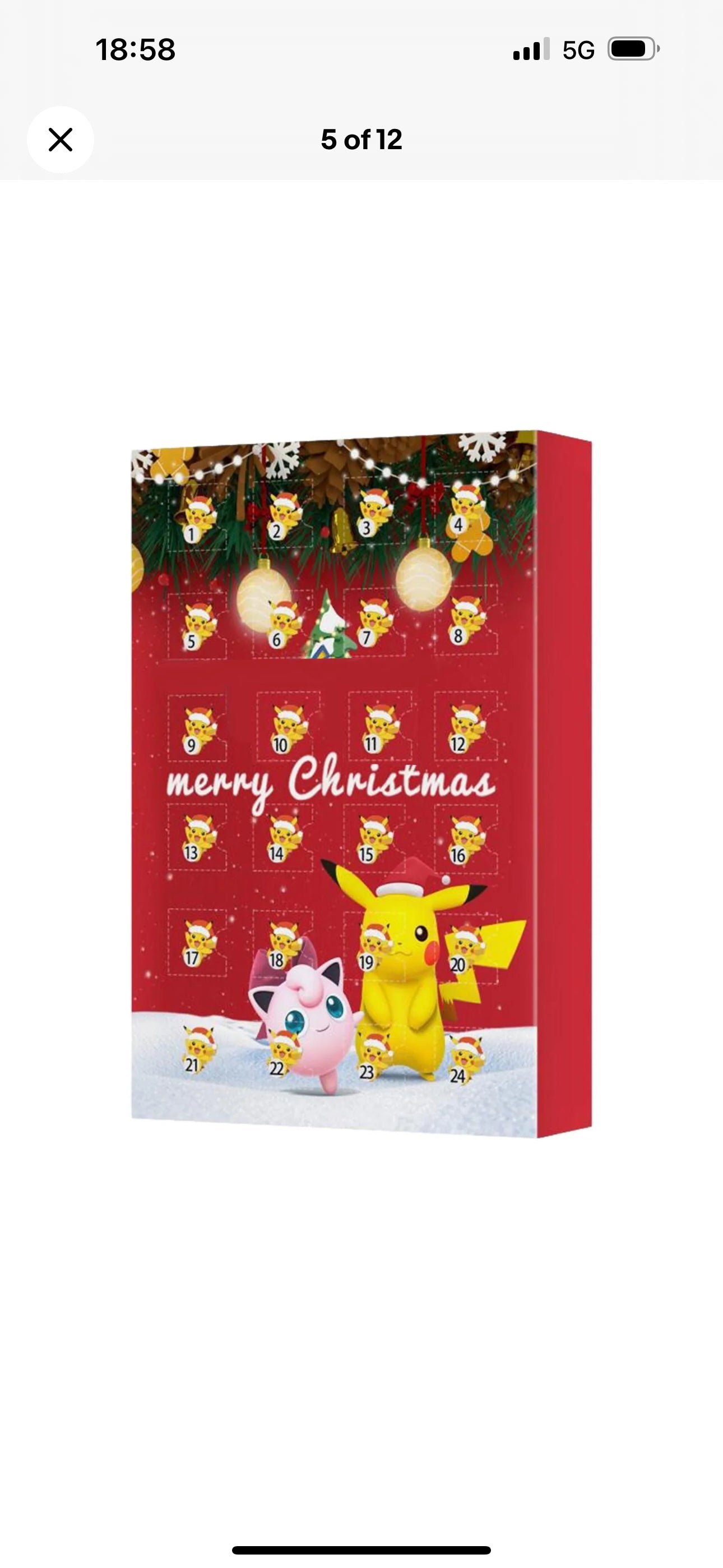 Christmas Pokemon Figure 24 Days Countdown Advent Calendar Surprise Gift