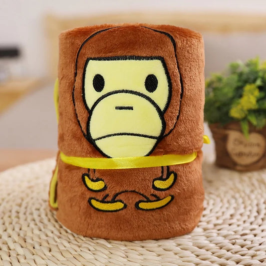 Monkey Blanket Kids Rolled up Fleece - Bair Gifts