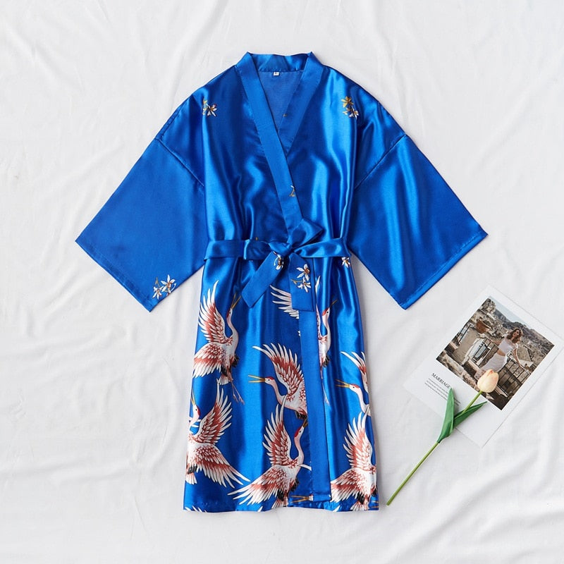 Fashion Satin Robe Female Bathrobe Sexy peignoir femme Silk Kimono Bride Dressing gown sleepwear Night Grow For Women