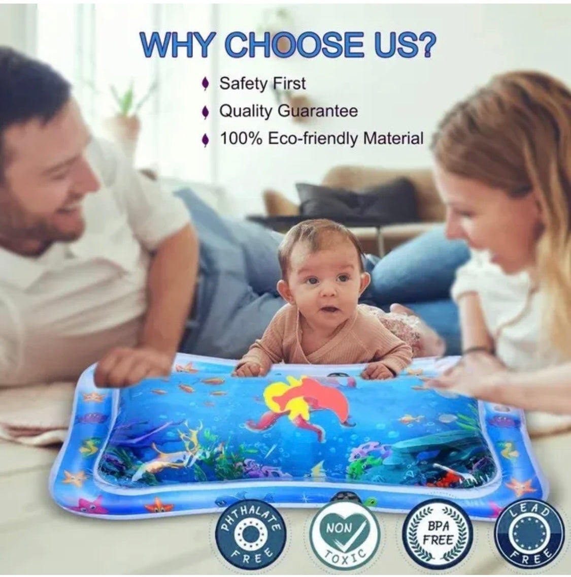 Baby Water Play Mat Large Inflatable Infants Toddlers Kid Perfect water Playmat