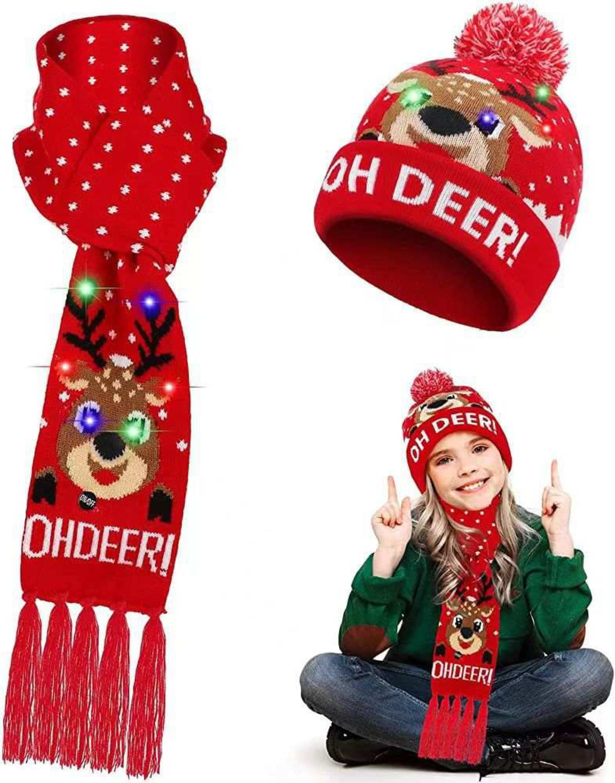 Christmas LED hat and Scarf