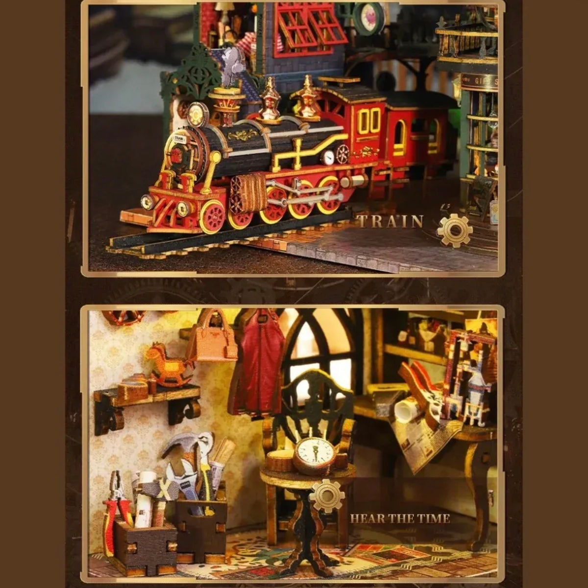 Rail-track Secluded City 3D Wooden DIY Miniature Kit with LED Light ES019-A
