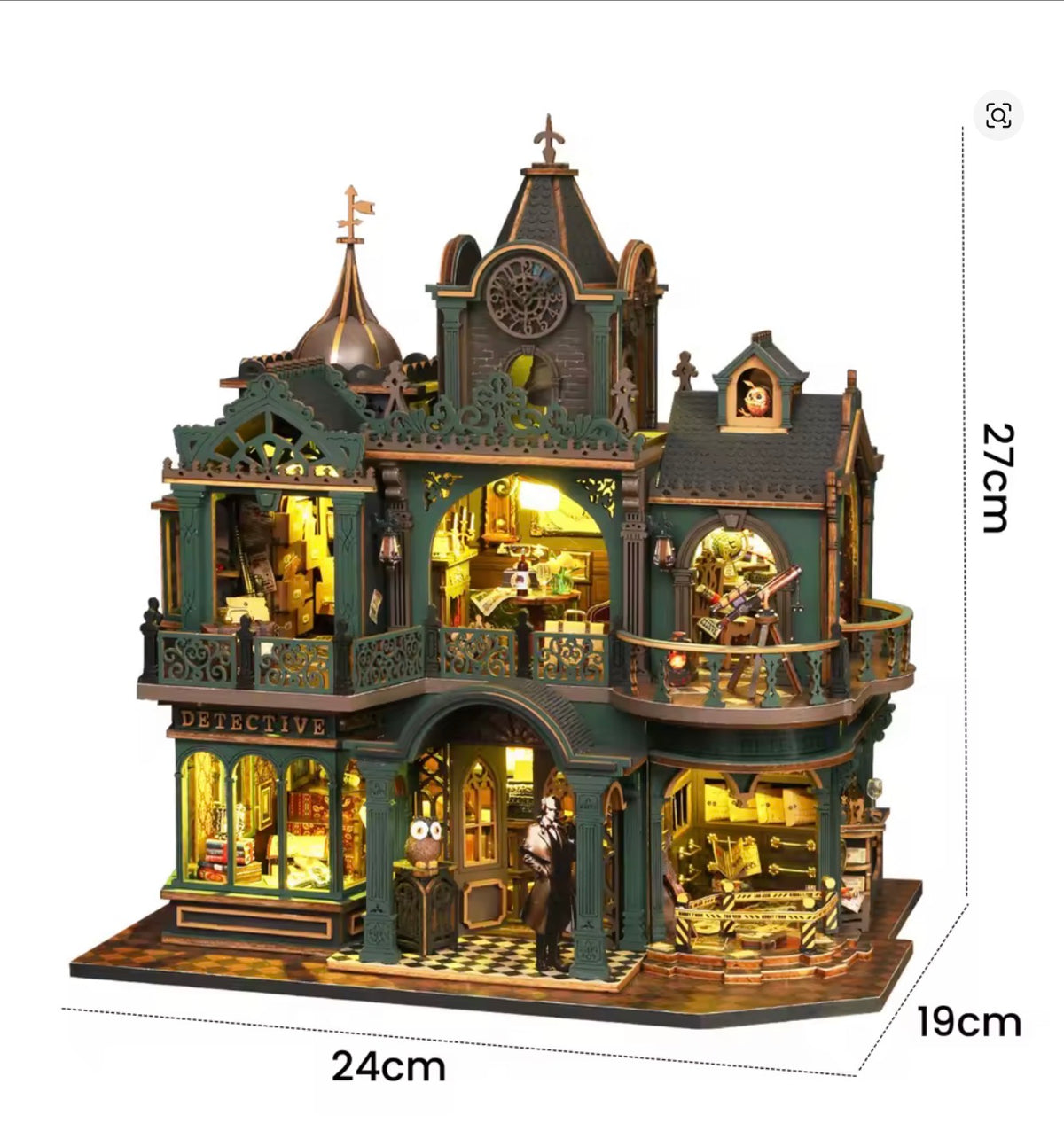 Green Detective Agency Victorian miniature house kit with LED lighting