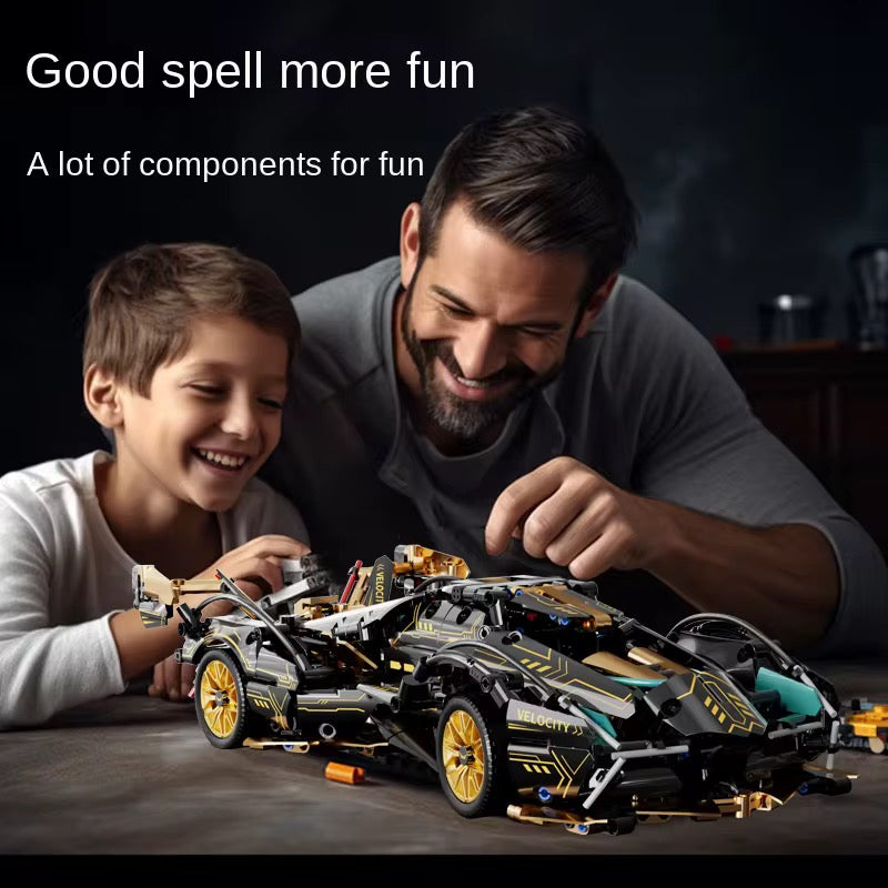 Building Blocks Technical Race Super Sport Car Block Set Gold V12 Lamborghini