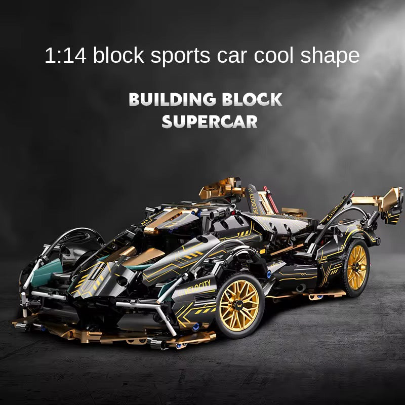 Building Blocks Technical Race Super Sport Car Block Set Gold V12 Lamborghini