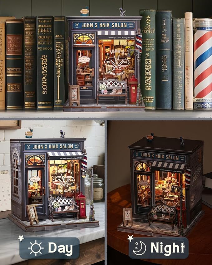 John’s Hair Salon Wooden Doll house Full kit