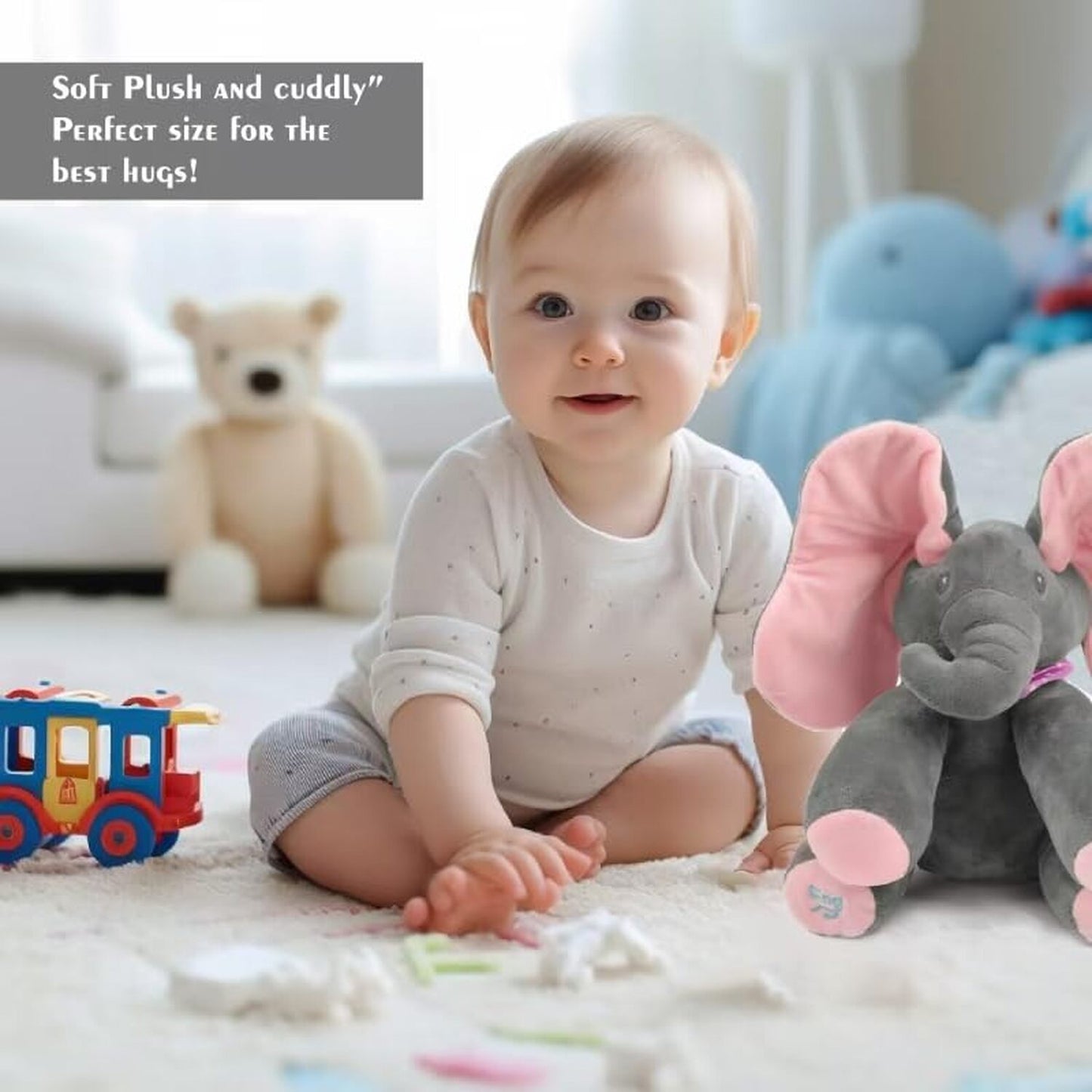 PEEK-A-BOO SOFT ELEPHANT DOLL BABY PLUSH KIDS TOYS SINGING STUFFED