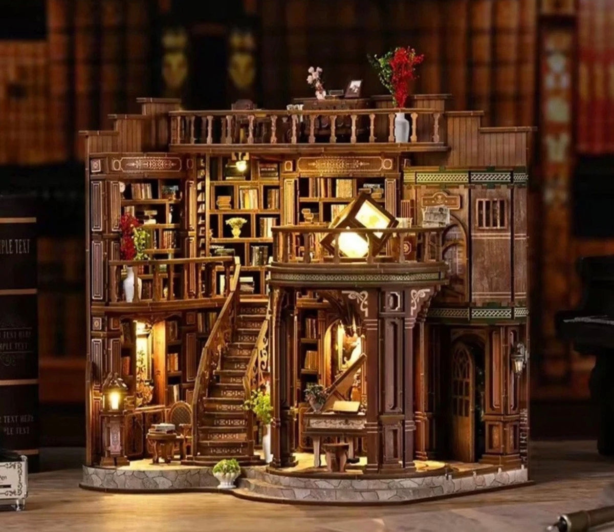 Dreamy Book Hall DIY 3D Wooden Miniature Library Kit AW02-003