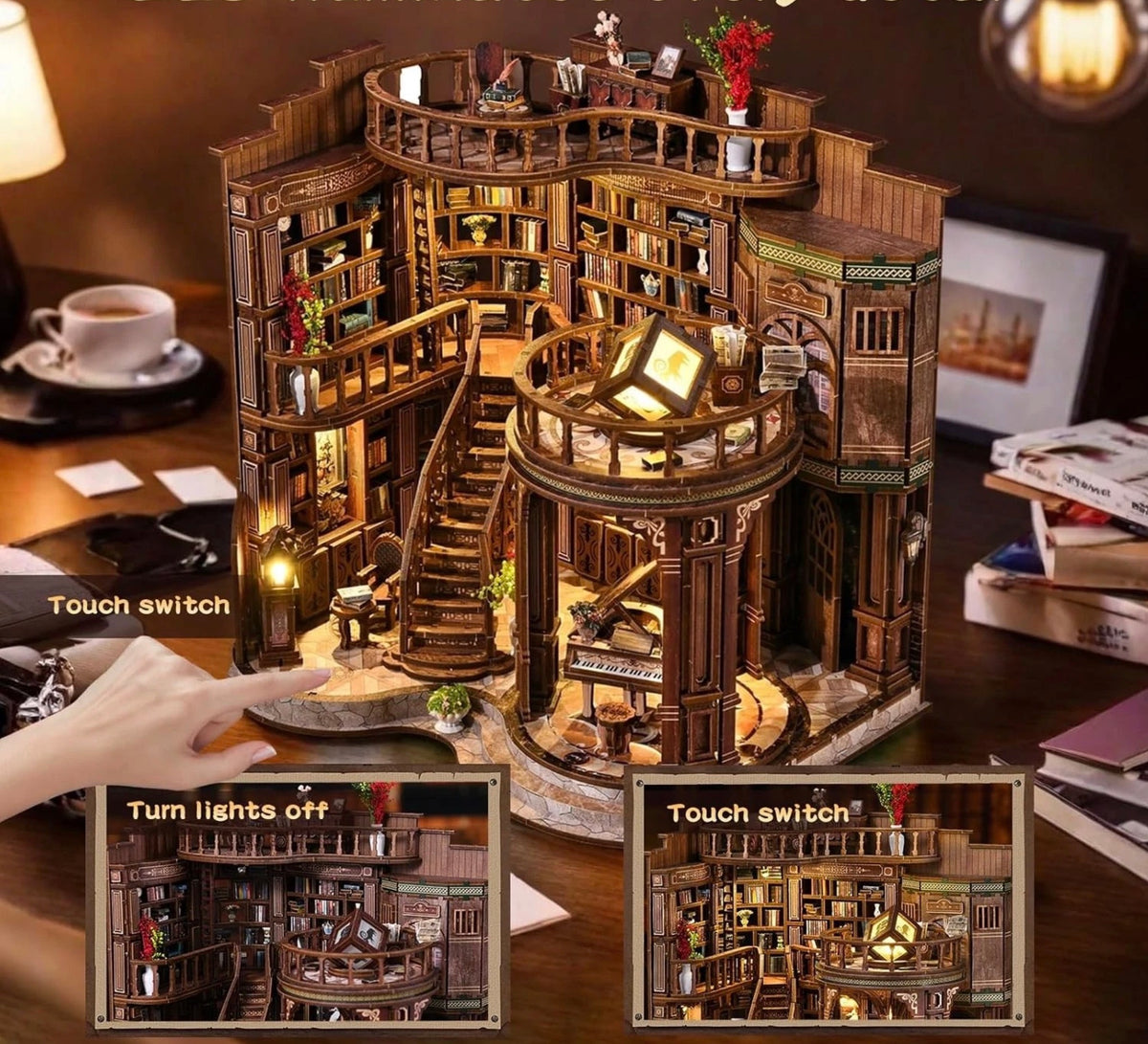 Dreamy Book Hall DIY 3D Wooden Miniature Library Kit AW02-003