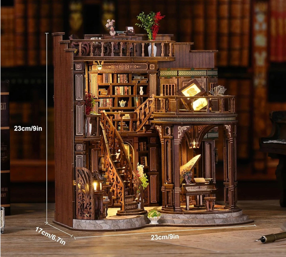 Dreamy Book Hall DIY 3D Wooden Miniature Library Kit AW02-003