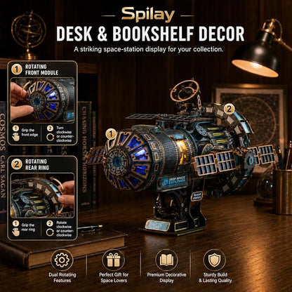 Celestigon Station Black 511-Piece DIY Wooden Mechanical Model Kit JTMX-003