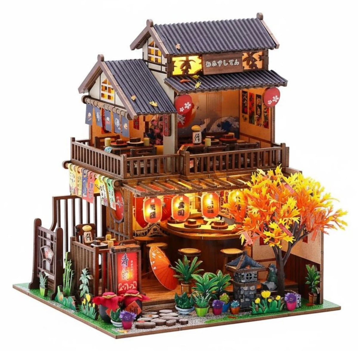 Wawei M2622 Sushi Shop DIY wooden miniature kit with LED lights
