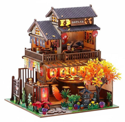Wawei M2622 Sushi Shop DIY wooden miniature kit with LED lights