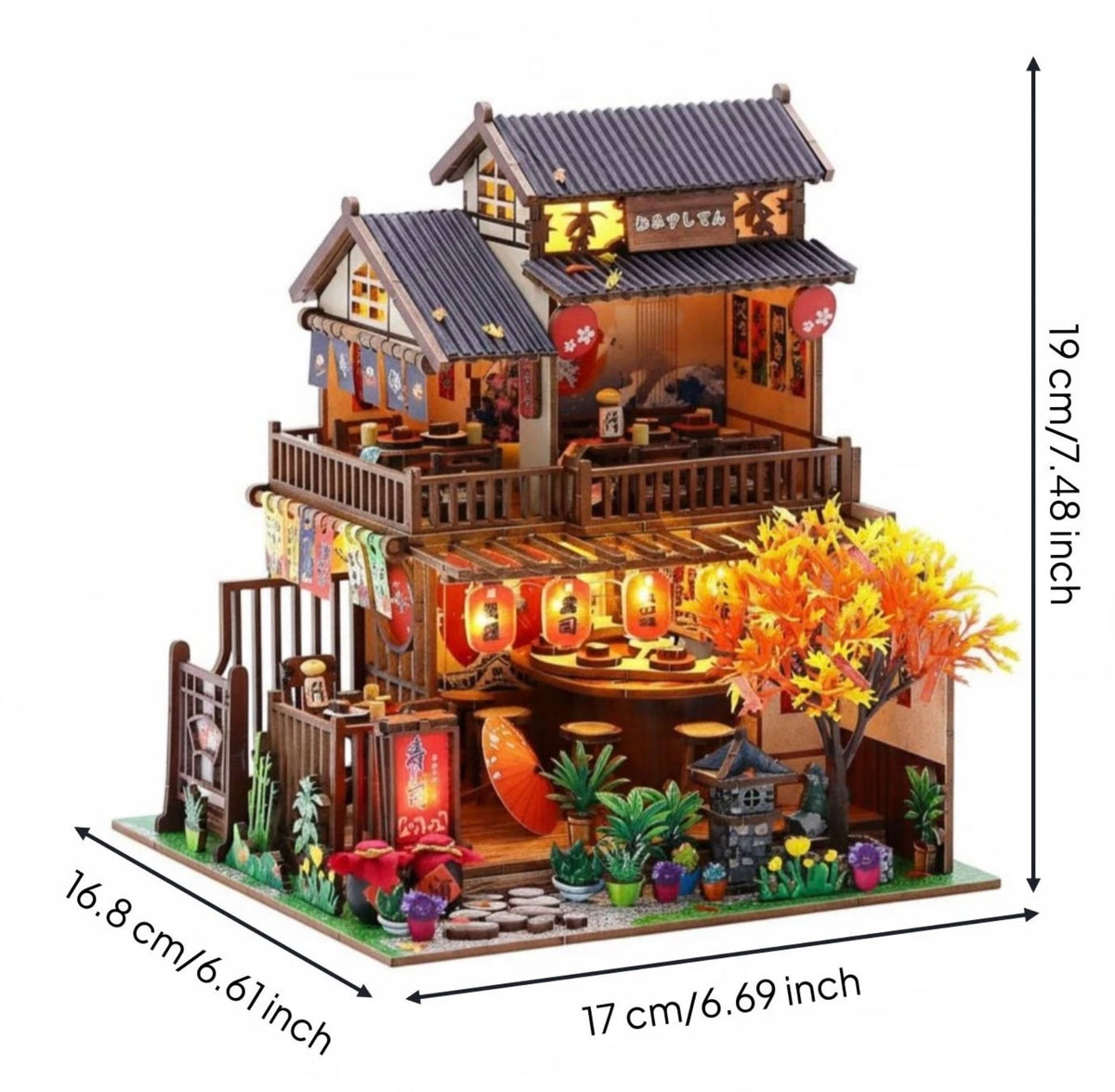 Wawei M2622 Sushi Shop DIY wooden miniature kit with LED lights
