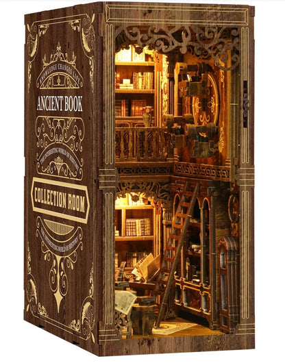 BV02-008 Antique Book Collection Room wooden book nook kit with LED lighting