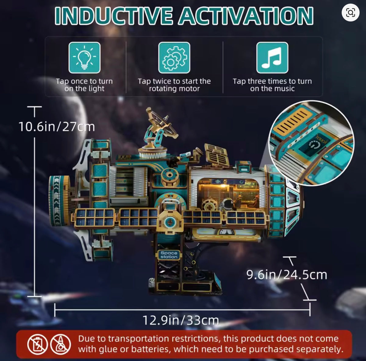 JTMX-004 Celestigon Space Station DIY wooden mechanical model with LED lights