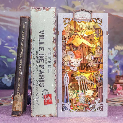 Flower Forest Concert book nook on bookshelf