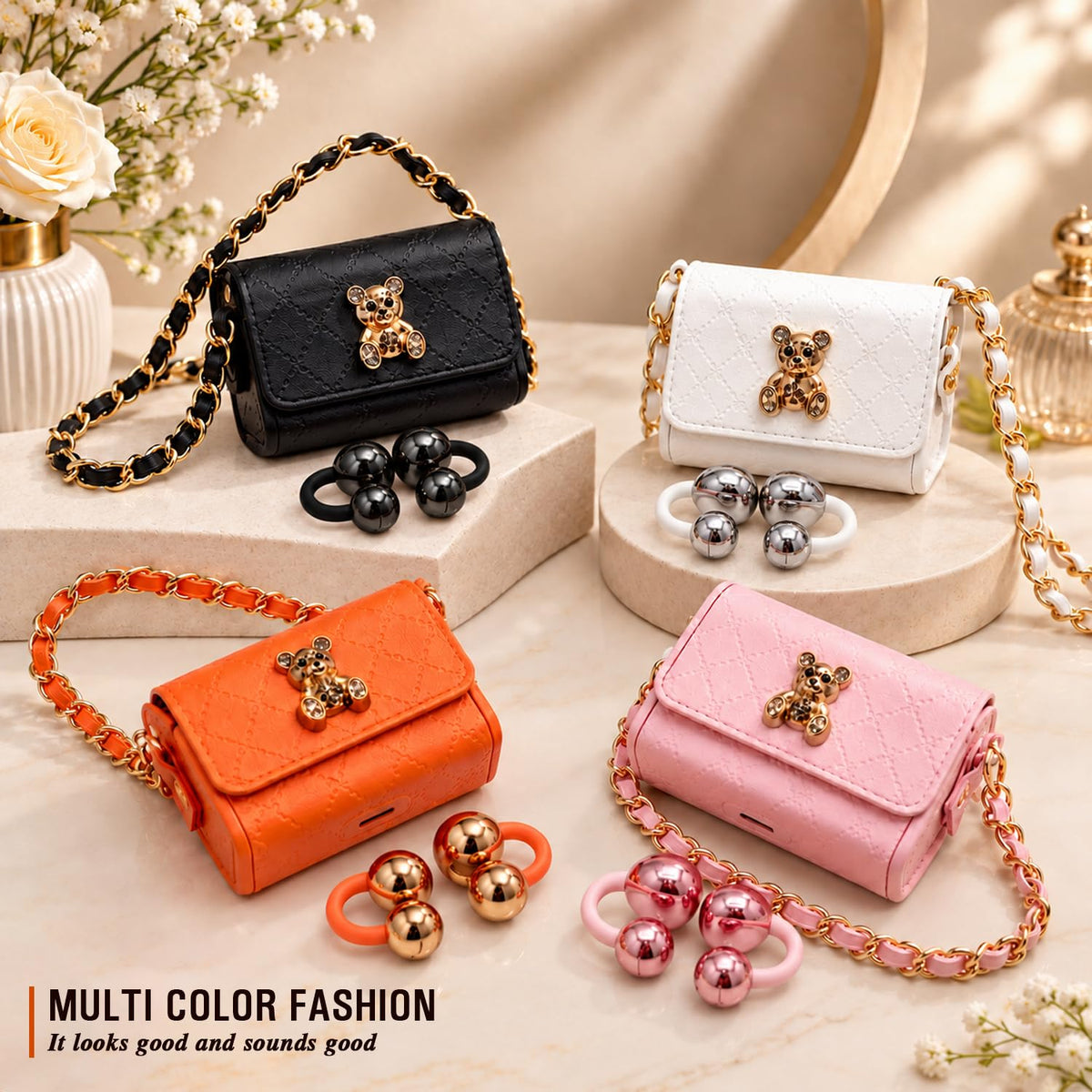 Q69 handbag earbuds in four colours