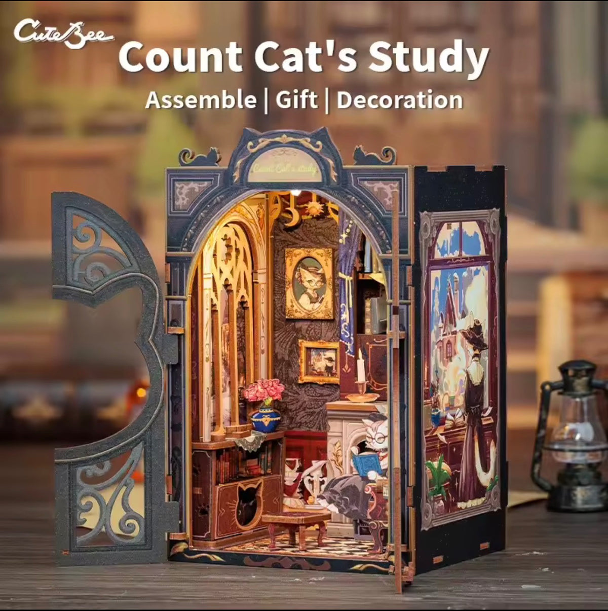 CUTEBEE Count Cat's Study SD03 DIY Book Nook Kit