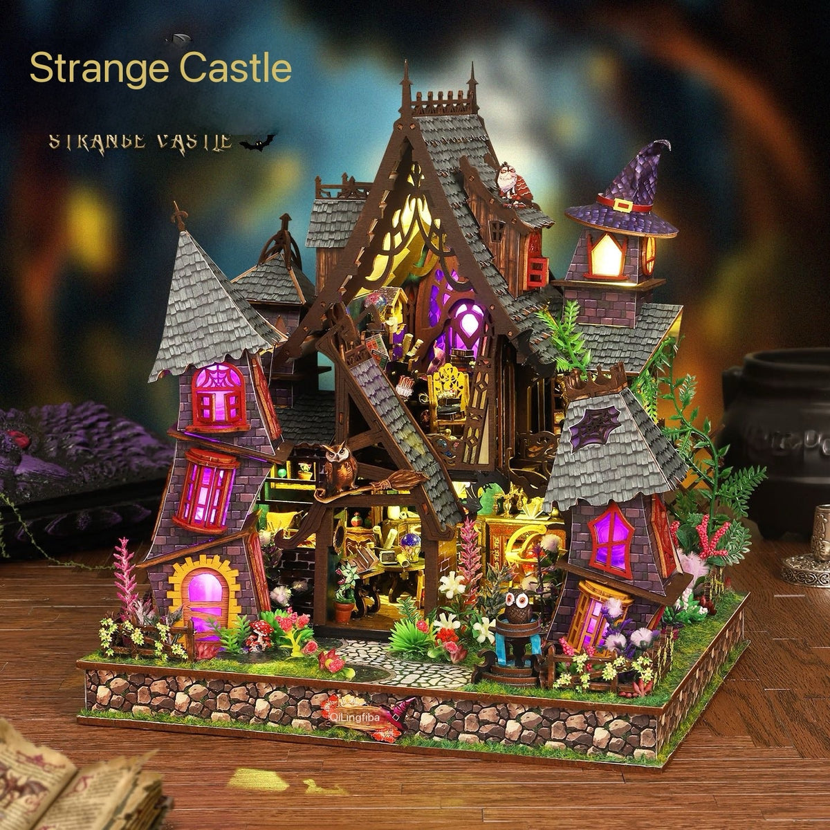 Strange Castle ES021-A DIY miniature fantasy castle with illuminated windows