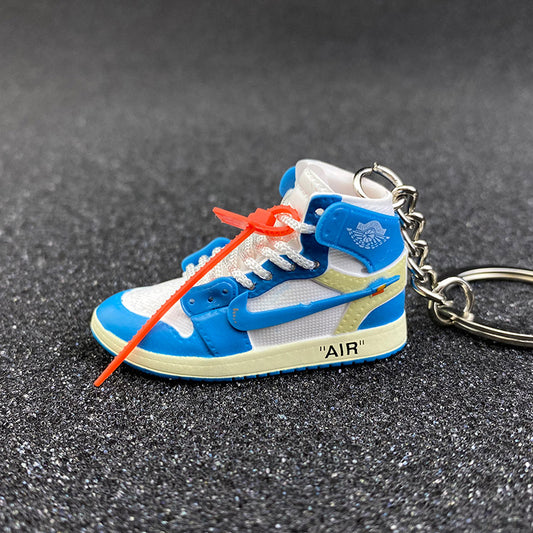 Sneaker Keychain 3D AJ 1 Retro UNC X OW White Lace - Bair Gifts