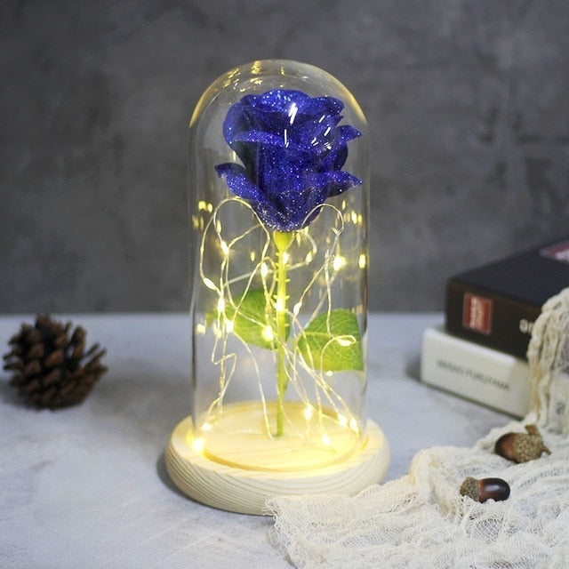 Galaxy Rose Flower 24K Foil Plated Gold Rose Creative Golden Rainbow Beauty and the beast Rose Valentine's Day Gift Wedding Deco