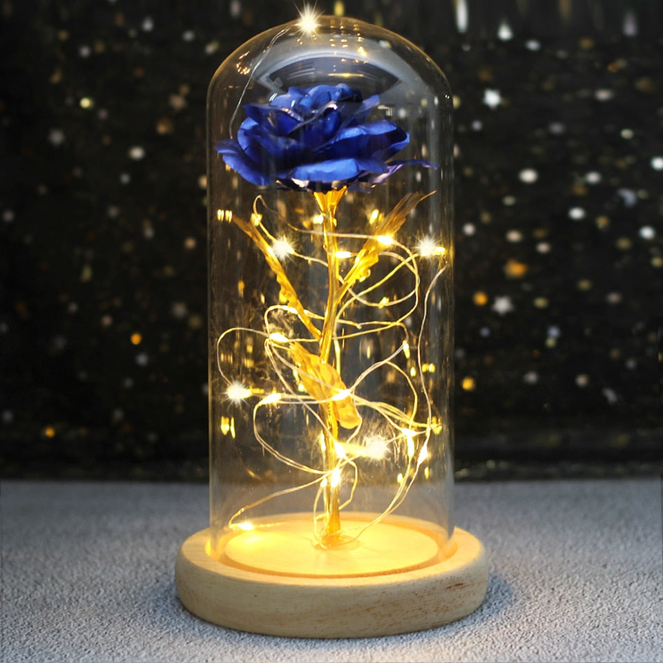 Galaxy Rose Flower 24K Foil Plated Gold Rose Creative Golden Rainbow Beauty and the beast Rose Valentine's Day Gift Wedding Deco
