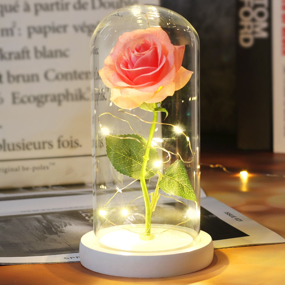 Galaxy Rose Flower 24K Foil Plated Gold Rose Creative Golden Rainbow Beauty and the beast Rose Valentine's Day Gift Wedding Deco