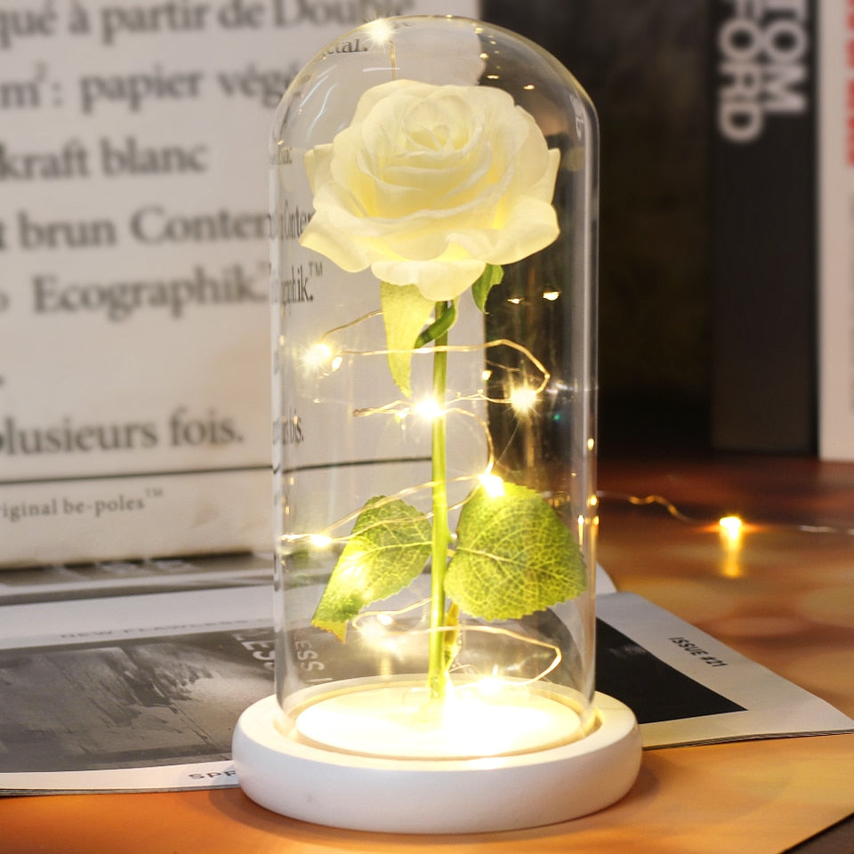 Galaxy Rose Flower 24K Foil Plated Gold Rose Creative Golden Rainbow Beauty and the beast Rose Valentine's Day Gift Wedding Deco