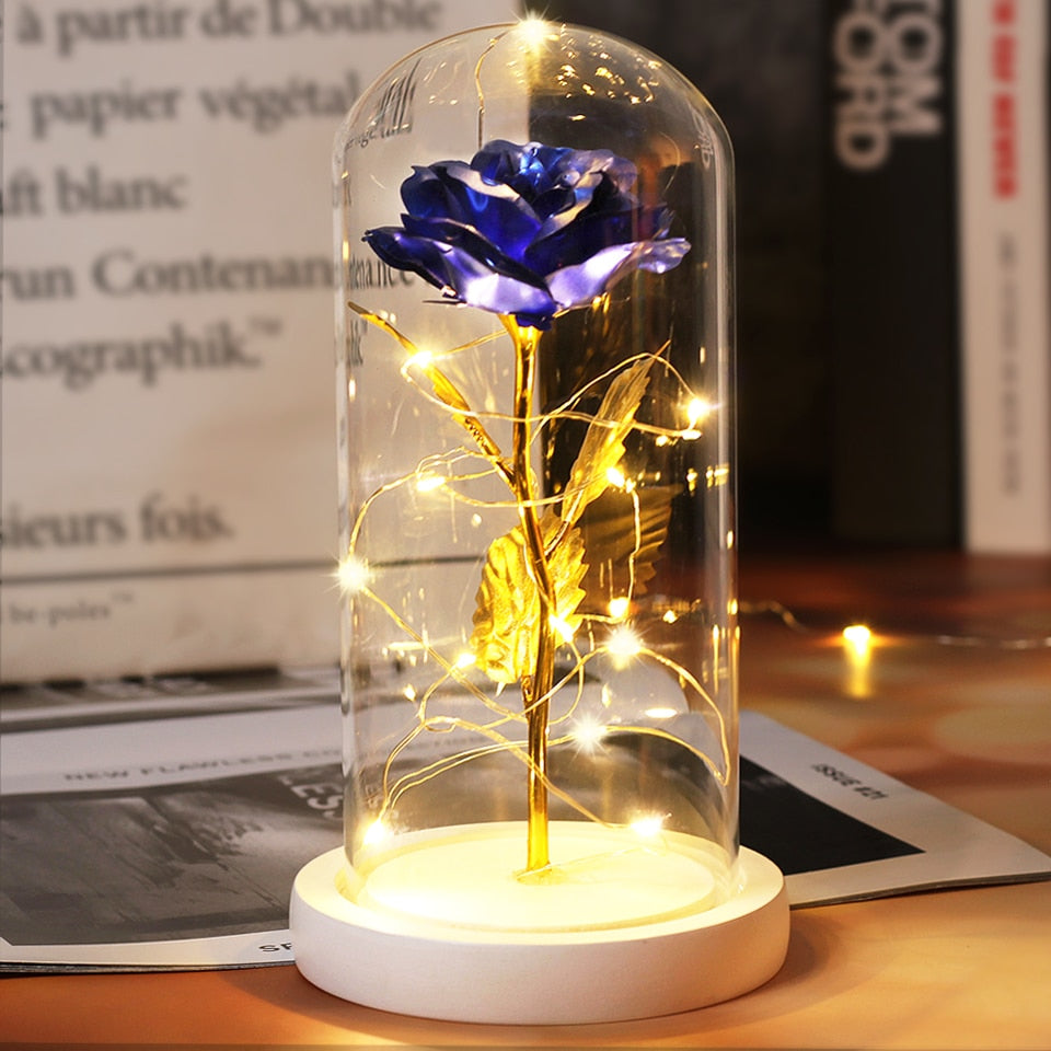 Galaxy Rose Flower 24K Foil Plated Gold Rose Creative Golden Rainbow Beauty and the beast Rose Valentine's Day Gift Wedding Deco