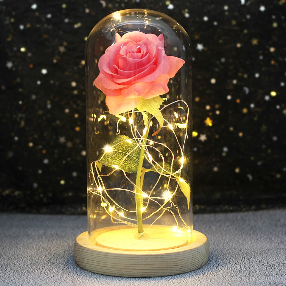 Galaxy Rose Flower 24K Foil Plated Gold Rose Creative Golden Rainbow Beauty and the beast Rose Valentine's Day Gift Wedding Deco