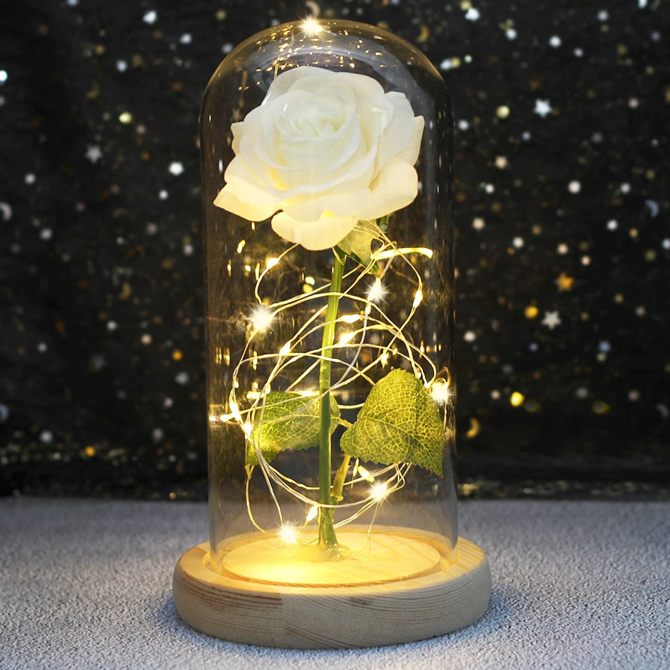 Galaxy Rose Flower 24K Foil Plated Gold Rose Creative Golden Rainbow Beauty and the beast Rose Valentine's Day Gift Wedding Deco