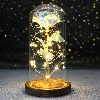 Galaxy Rose Flower 24K Foil Plated Gold Rose Creative Golden Rainbow Beauty and the beast Rose Valentine's Day Gift Wedding Deco