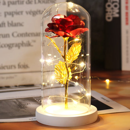 Galaxy Rose Flower 24K Foil Plated Gold Rose Creative Golden Rainbow Beauty and the beast Rose Valentine's Day Gift Wedding Deco