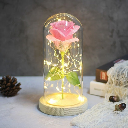 Galaxy Rose Flower 24K Foil Plated Gold Rose Creative Golden Rainbow Beauty and the beast Rose Valentine's Day Gift Wedding Deco