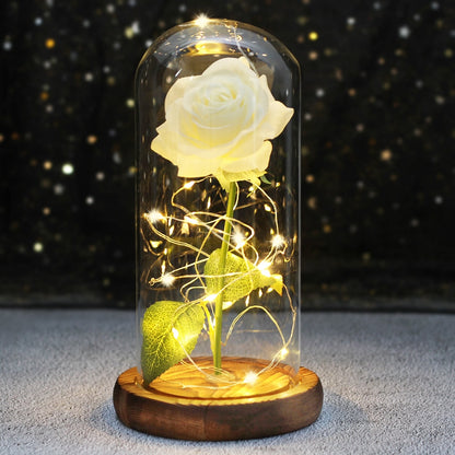 Galaxy Rose Flower 24K Foil Plated Gold Rose Creative Golden Rainbow Beauty and the beast Rose Valentine's Day Gift Wedding Deco