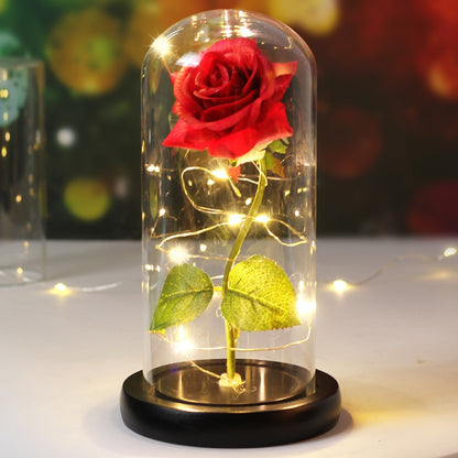 Galaxy Rose Flower 24K Foil Plated Gold Rose Creative Golden Rainbow Beauty and the beast Rose Valentine's Day Gift Wedding Deco