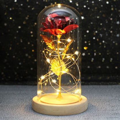 Galaxy Rose Flower 24K Foil Plated Gold Rose Creative Golden Rainbow Beauty and the beast Rose Valentine's Day Gift Wedding Deco