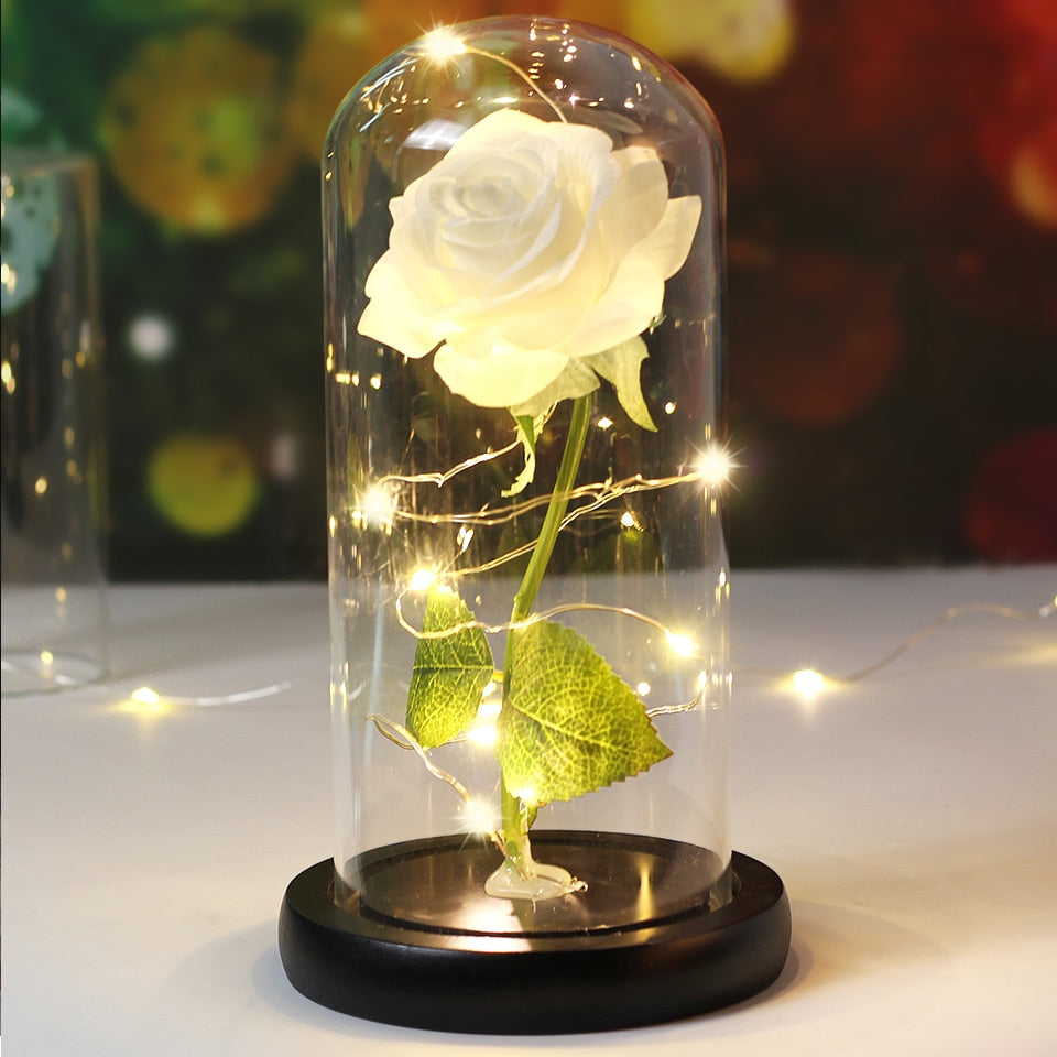 Galaxy Rose Flower 24K Foil Plated Gold Rose Creative Golden Rainbow Beauty and the beast Rose Valentine's Day Gift Wedding Deco