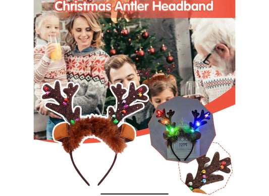 Reindeer Antler LED Light Up Flashing Glow Christmas Costume Headband