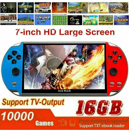 Retro Handheld 7" 16GB Game Console Portable 10000 Games Video X12 Plus Console