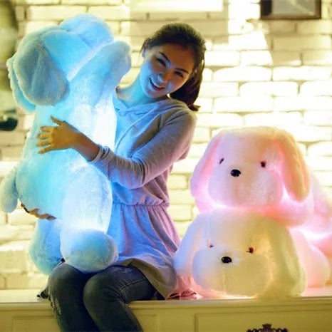 Luminous Dog Plush Toy White LED Glowing 50cm - Bair Gifts