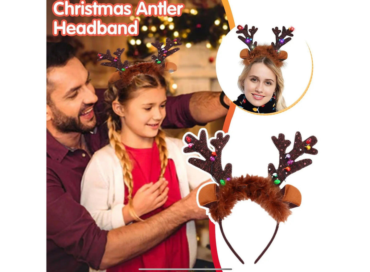 Reindeer Antler LED Light Up Flashing Glow Christmas Costume Headband